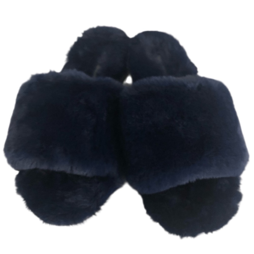 Aerosoles Jocelyn Navy Blue Fuzzy Mules